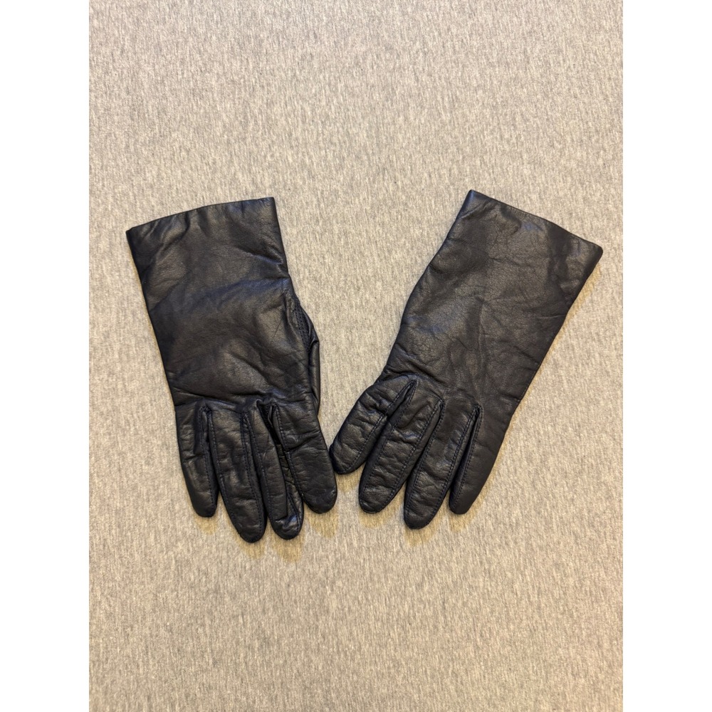 Gates Ladies Navy Blue Genuine Leather Cashmere Lined Winter Gloves Size L